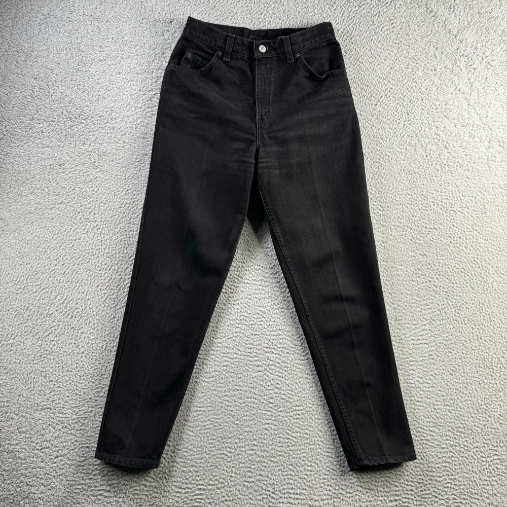 Vintage Levis Womens 8 Short Black Relaxed Tapered 90s Orange Tab Made in USA